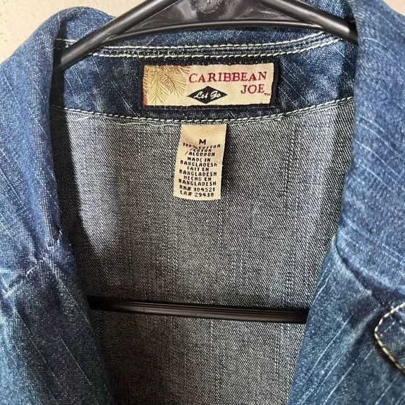 Caribbean Joe Denim Blazer Jacket Sz M - Picture 5 of 7